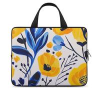 Yellow and Blue Flowers Laptop Bag Durable Laptop Sleeve Water-Resistant Notebook Bag for Computer Or Tablet