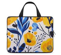 Yellow and Blue Flowers Laptop Bag Durable Laptop Sleeve Water-Resistant Notebook Bag for Computer Or Tablet
