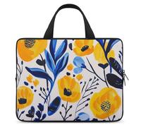 Yellow and Blue Flowers Laptop Bag Durable Laptop Sleeve Water-Resistant Notebook Bag for Computer Or Tablet