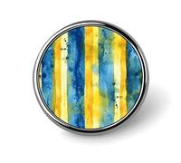 Yellow And Blue Pattern Badges Circle with Button Design, Personalized Picture Pin Brooches, Round Badge Holders for Decorate Hat Shirt Clothing Bag Accessories