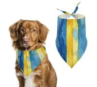 Yellow and Blue Pattern Dog Bandanas for Feeding Grooming, Triangle Pet Bibs for Cats & Dogs Washable Fashion Pets Scarf for Party Travel 27.6 X 11.8 Inch