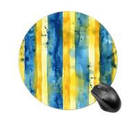 Yellow and Blue Pattern Round Mouse Pad 7.8 Inch, Portable Gaming Mouse Mat with Non-Slip Rubber Base & Smooth Surface, Waterproof Mousepad for PC, Laptop, Computer, Office, Home