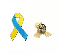 Yellow and Blue Ribbon Pin Badge, 1.8 Inches Metal Ukraine Pin Badge, Down Syndrome Awareness Pin, Thoracic Outlet Syndrome, Enamel Lapel Pin Badge Friendship Souvenir