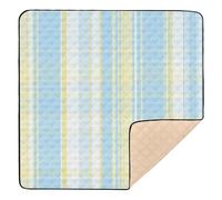 Yellow and Blue Sea Salt Lemon Squares Large Sturdy Baby Play Mat for Floor Comfortable Padded Baby Mat for Babies Infants Toddlers, 50'' x 50''