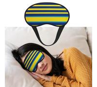 Yellow and Blue Stripes Eye Mask for Sleeping Soft Satin Sleep Shade Cover Blindfold with Elastic Strap Travel Nap Blackout Eye Shade Cover for Women Men