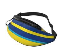 Yellow and blue stripes Fanny Pack for Men Women Crossbody Waist Bag Waterproof Sports Belt Bag Outdoor Hip Pack