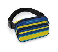 Yellow And Blue Stripes Fanny Pack for Women Men Waist Bag Belt Bag Adjustable Casual Bag for Travel Sports Hiking, white, 7.9x5.1inches