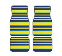 Yellow and Blue Stripes Print Car Floor Mats Non-Slip Front Rear Floor Foot Mats Set of 4 Pieces Carpet Heavy Duty Car Foot Pad Protector for SUV Vans Trucks Car Accessories Decor