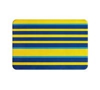 Yellow and blue stripes print Doormat Durable Front Door Mat Non-Slip Washable Floor Mat Indoor And Outdoor Welcome Mat Absorbent Guard Doormat For Kitchen Bedroom Bathroom Home Decor 16 X 24 Inch