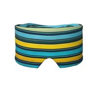 Yellow and Blue Stripes Print Sleep Eye and Ear Muffs Mask - Adjustable Yoga Travel Headband, Keep Warm Shading Comfortable Aid