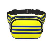 Yellow And Blue Stripes Print Unisex Square Double Layer Waist Bag Crossbody Fanny Pack Travel Workout Accessory, Black, One Size, Black, One Size