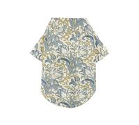 Yellow and Blue Tulips William Morris Summer Dog Shirts Collared Polo T-Shirts Button Up Soft Lightweight and Breathable Pet Shirts Puppy Clothes Perfect for Everyday Wear Photoshoots 5XL