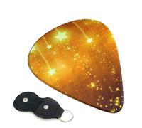 yellow and brown Christmas Stars Guitar Plectrums, 6 Guitar Plectrums, Printed on both sides for Electric Guitar Bass Ukulele (0.46 mm 0.71 mm 0.96 mm)