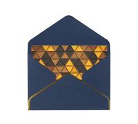 Yellow And Brown Triangles Luxury Pearl Paper Greeting Card With Gold Border, Blank Inside, With Envelope - Birthday, Wedding, Christmas, Valentine