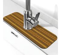 Yellow And Brown Triangles Print Kitchen Sink Splash Guard Faucet Mat,Faucet Water Catcher Mat, Sink Protectors Absorbent Mat