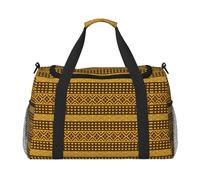 Yellow and Brown Triangles Print Weekender Bag,Gym Bag with,Carry On Luggage Overnight Weekend Bag, Holdall Handbag