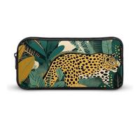 Yellow And Dark Green Pencil Case - Large Aesthetic Makeup Bag Multi-Purpose Pencil Pouch Cute Cosmetic Bag with Zipper Closure for Office, Home, Study & Travel
