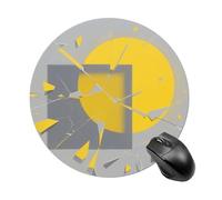 Yellow and Gray Abstract Gaming Mousepads Cute Mousepad for Women Round Mouse Pad with Non-Slip Rubber Base Washable Mouse Mat for Laptop Computer Home Office Desk 7.8 X 7.8 Inch