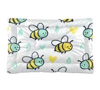 Yellow and Green Busy Bee Washable Dog Beds Crate Pad Non-Slip Soft Comfortable Dog Cat Bed for Large Jumbo Medium Small Dogs 36" x 24"