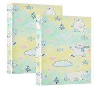 Yellow and Green Polar Bear 1.5 in School Binder 3-Ringing with Pocket Cover Pack of 1/2 Aesthetic Binder Hardcover