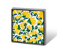 Yellow And Green Tulips Pattern Unisex Brooches & Pins Square Lightweight Lapel Badge Jewelry for Clothing Shawl Hat