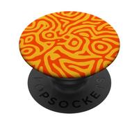 yellow and orange abstract maze pattern retro graphic illust PopSockets Adhesive PopGrip