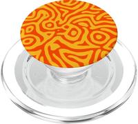 yellow and orange abstract maze pattern retro graphic illust PopSockets PopGrip for MagSafe