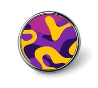 Yellow And Purple Pattern Round Badge Cute Enamel Lapel Pin Brooches Button Pin Personalized Clothing Decoration Unisex Badge Holder Hats Bags Shirts Decor