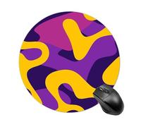 Yellow and Purple Pattern Round Mouse Pad Smooth Glide Gaming Mousepad Extra Density Portable Comfortable Mouse Mat for Desk, Home, Office 7.8x7.8 Inches