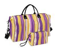 Yellow and Purple Stripe Pattern Decorative Duffel Bags Sport Training Bag with Adjustable Strap for Travel 2 Pcs Set maletines para Mujer de