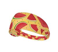 Yellow And Watermelons Print Non-Slip Elastic Running Headband, Sweat Absorbing Stretchy Hair Bands For Gym Yoga, Soft Skin-Friendly Foldable Workout Headband