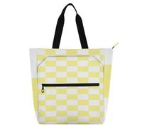 Yellow and White American Plaid Kids Cute Tote Bags for Kids Women Men, Gothic Lightweight Children Activity Bag Art Tote Bag with Zipper for School Shopping Grocery Rainbow school