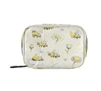 Yellow and White Daisy Flower and Bee First aid Bag with Detachable Compartments Convenient Vitamins Travel case for Purse