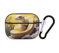 Yellow and White Python AirPods Pro 2 Case Cover, Shockproof Hard Shell Protective Case for Women Men, Compatible with Airpod Pro Case 2nd/1st Generation with Keychain-Black