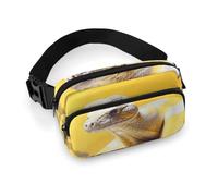 Yellow And White Python Fanny Pack with Multiple Pockets, Personalized Waist Bag with Zipper, Multifunctional Bum Bags for Travel, Belt Bag with Adjustable Strap, Crossbody Bags