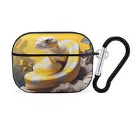Yellow and White Python for Airpod Pro Case Cover Hard Shell Full Drop Protection Cover with Keychain Compatible with AirPod Pro 2nd/1st Generation, Front LED Visible,Black