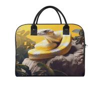 Yellow And White Python Laptop Tote Bag Casual Travel Handbag Multi Pocket Shoulder Bags for Work Travel