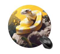 Yellow and White Python Round Mouse Pad Smooth Glide Gaming Mousepad Extra Density Portable Comfortable Mouse Mat for Desk, Home, Office 7.8x7.8 Inches