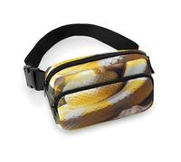 Yellow And White Python Waist Bag Fashion Fanny Bag with Adjustable Strap for Outdoor Workout Cycling Unisex, white, 20x13cm, Waist Bag