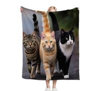 Yellow Animal Cat Pattern Kids Blanket 40x50 Inches, Ultra Soft Single Bed Flannel Blanket for Bedroom, Living Room, Luxury Microfiber 3D Print Throw for Boys and Girls ab362