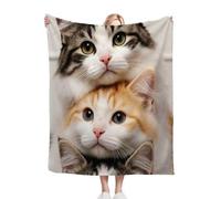 Yellow Animal Cat Pattern Kids Blanket 40x50 Inches, Ultra Soft Single Bed Flannel Blanket for Bedroom, Living Room, Luxury Microfiber 3D Print Throw for Boys and Girls ab236