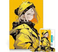 Yellow Anime Girl 1000-piece Jigsaw Puzzles Brain Fun Training Seamless Fit Precise Pieces Fascinating Hobby for Idle Moments (38x52cm)
