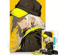 Yellow Anime Girl Jigsaw Puzzles1000 Pieces Cognitive Train Fun Flawless Interlocking Pieces Birthday Gift Brain Teaser Toy (38x52cm)