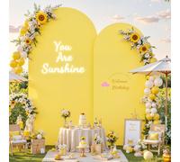 Yellow Arch Backdrop Cover 7.2FT 6FT Spandex Arch Covers Stretchy Backdrop Set of 2, Double-Layer Wrinkle Free Wedding Arch Stand Cover Party Backdrop Curtains for Baby Shower Birthday Party Decor