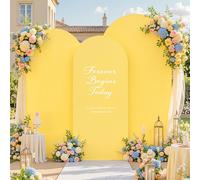 Yellow Arch Covers 3 Set - 6FT, 6.6FT, 7.2FT Arch Backdrop Cover Spandex Fitted Wedding Arch Stand Covers Stretchy Backdrop for Bridal Shower Baby Shower Birthday Party Banquet Photo Background