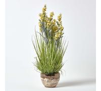 (Yellow) Artificial Lavender Plant in Decorative Metallic Ceramic Pot, 66 cm Tall
