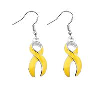 Yellow Awareness Earrings Yellow Rhinestone Ribbon Charm Cancer Awareness Jewelry Gift for Endometriosis/Bladder Cancer/Suicide Prevention/Bone Cancer (Yellow Ribbon Earrings)