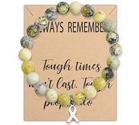 Yellow Awareness Ribbon Beads Bracelet Gift for Endometriosis/Bladder Cancer/Suicide Prevention/Bone Cancer, 7.0, Nickel, zircon gemstone