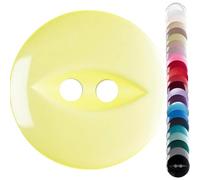 Yellow Baby Cardigan Buttons, 11 mm Fish Eye, Pack of 10 - Two-Hole Plastic Buttons for Newborn Knits, Doll Clothes & Tiny Repairs - Giddy Square