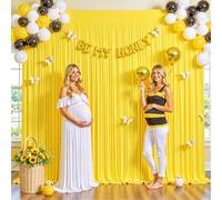 Yellow Backdrop Curtain for Parties Wrinkle Free Lemon Yellow Photo Curtains Backdrop Drapes Fabric Decoration for Birthday Party Wedding Baby Shower 5ft x 8ft,2 Panels